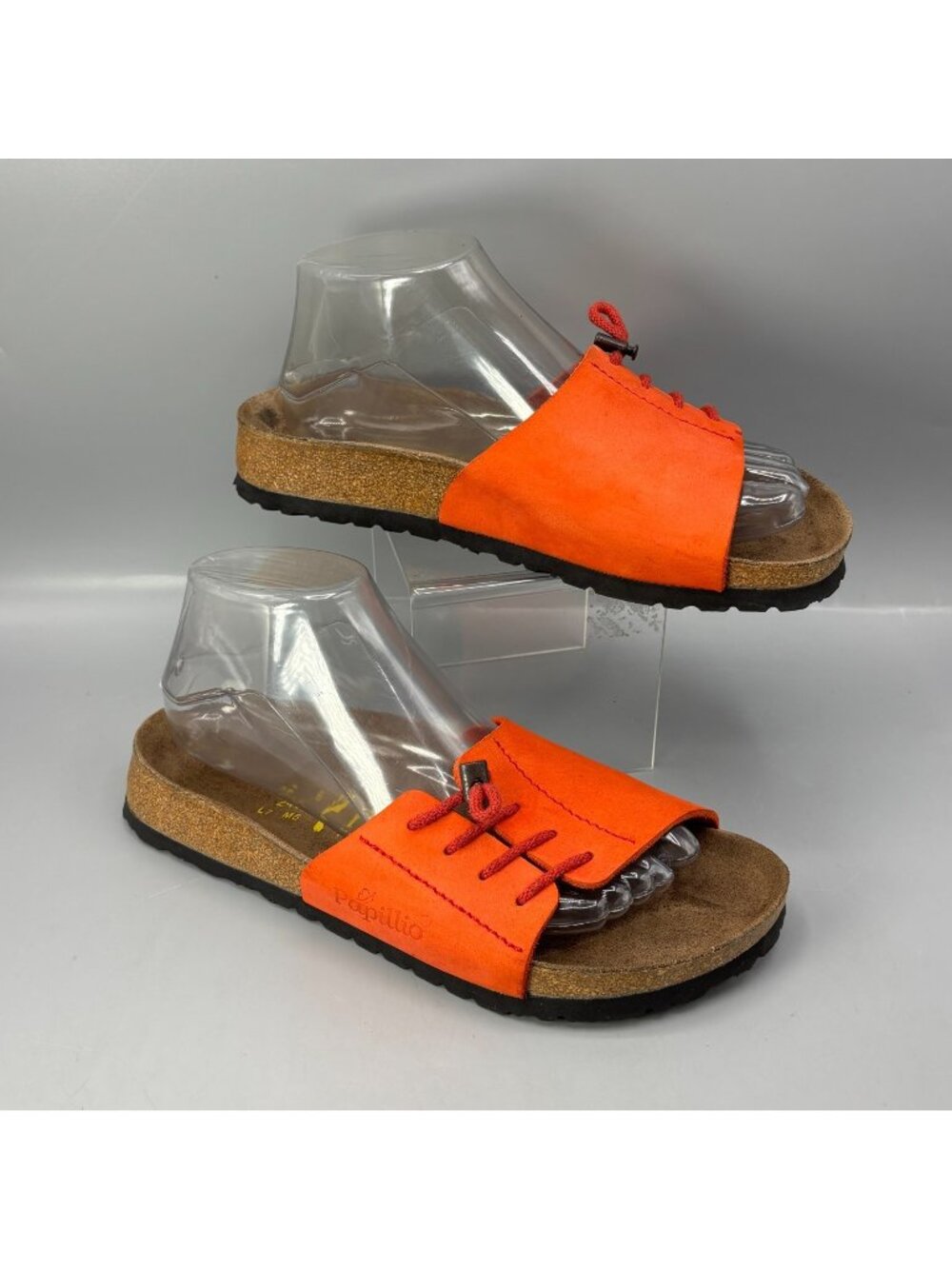 Papillio by Birkenstock Slide Sandals Womens 7 Orange Unique Lace-Up Slip On